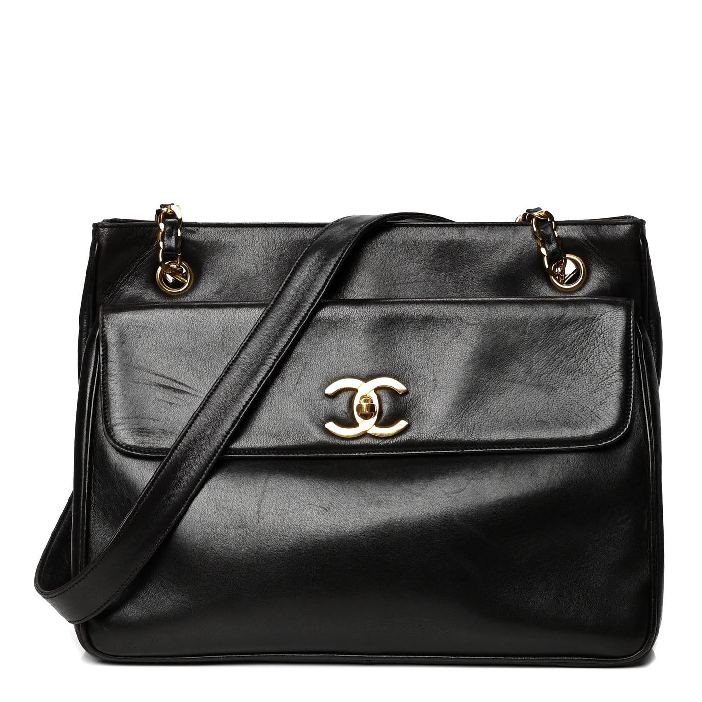 Lambskin Flap Shoulder Bag Black