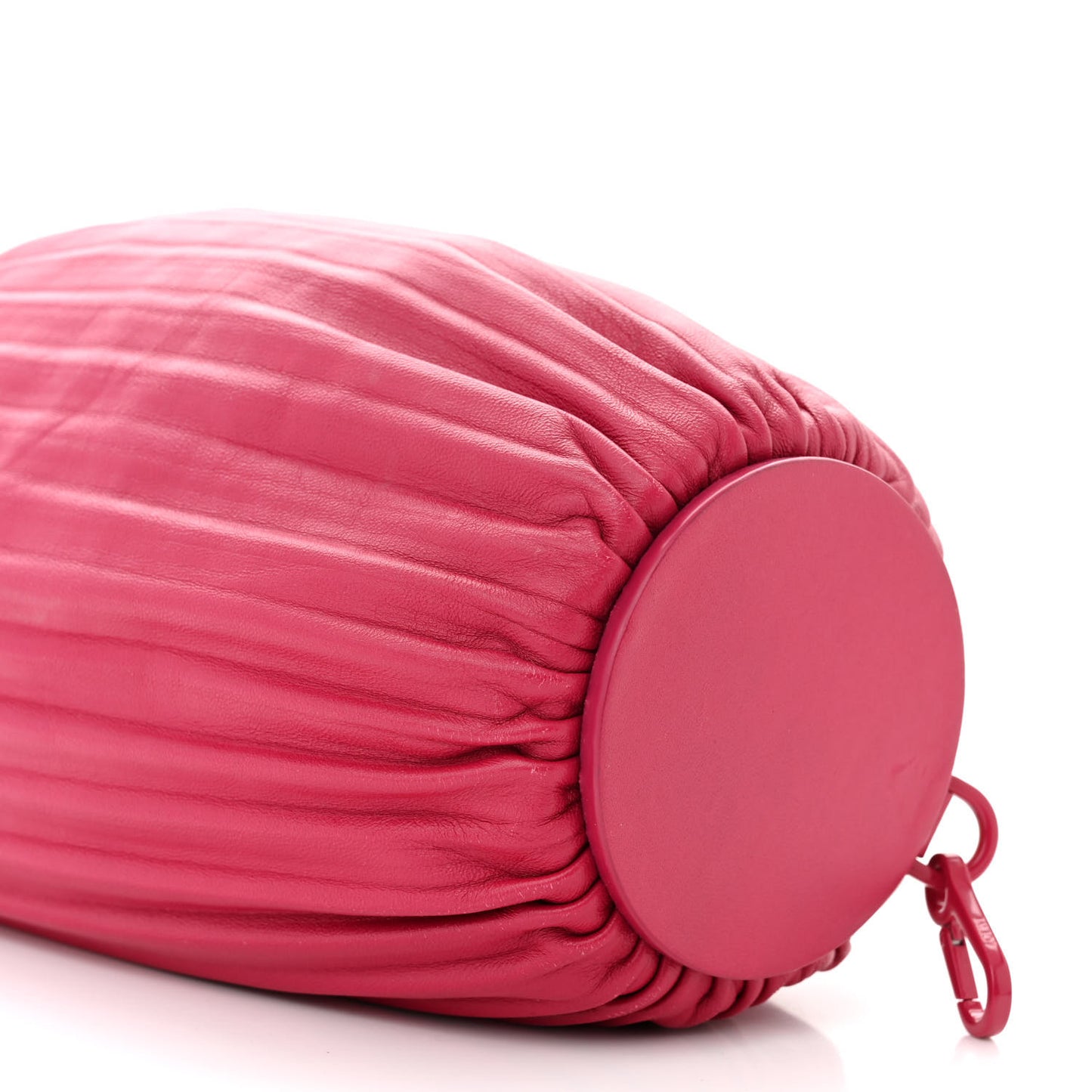 Lambskin Pleated Bracelet Pouch Chain Shoulder Bag Ruby Red Glaze