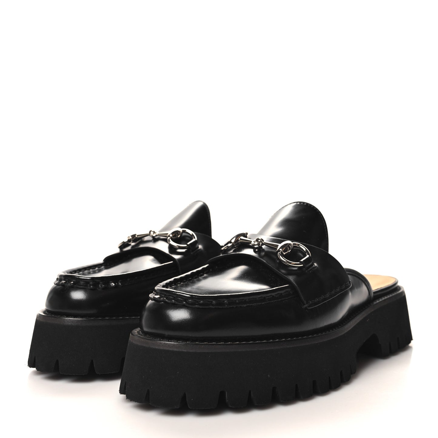 Magnum Calfskin Womens Horsebit Platform Mules 38 Black