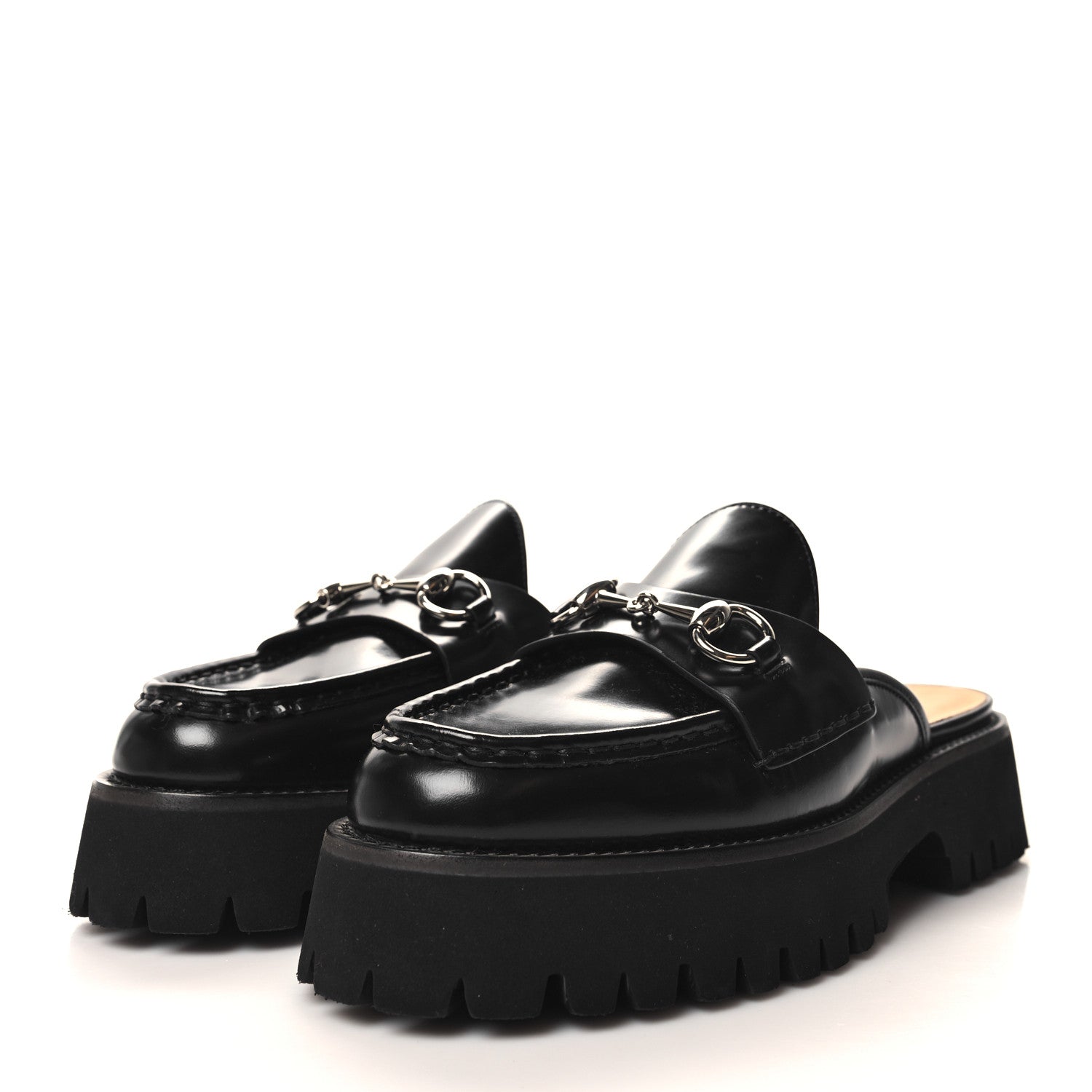 Gucci Magnum Calfskin Womens Horsebit Platform Mules 38 Black 3 of 9