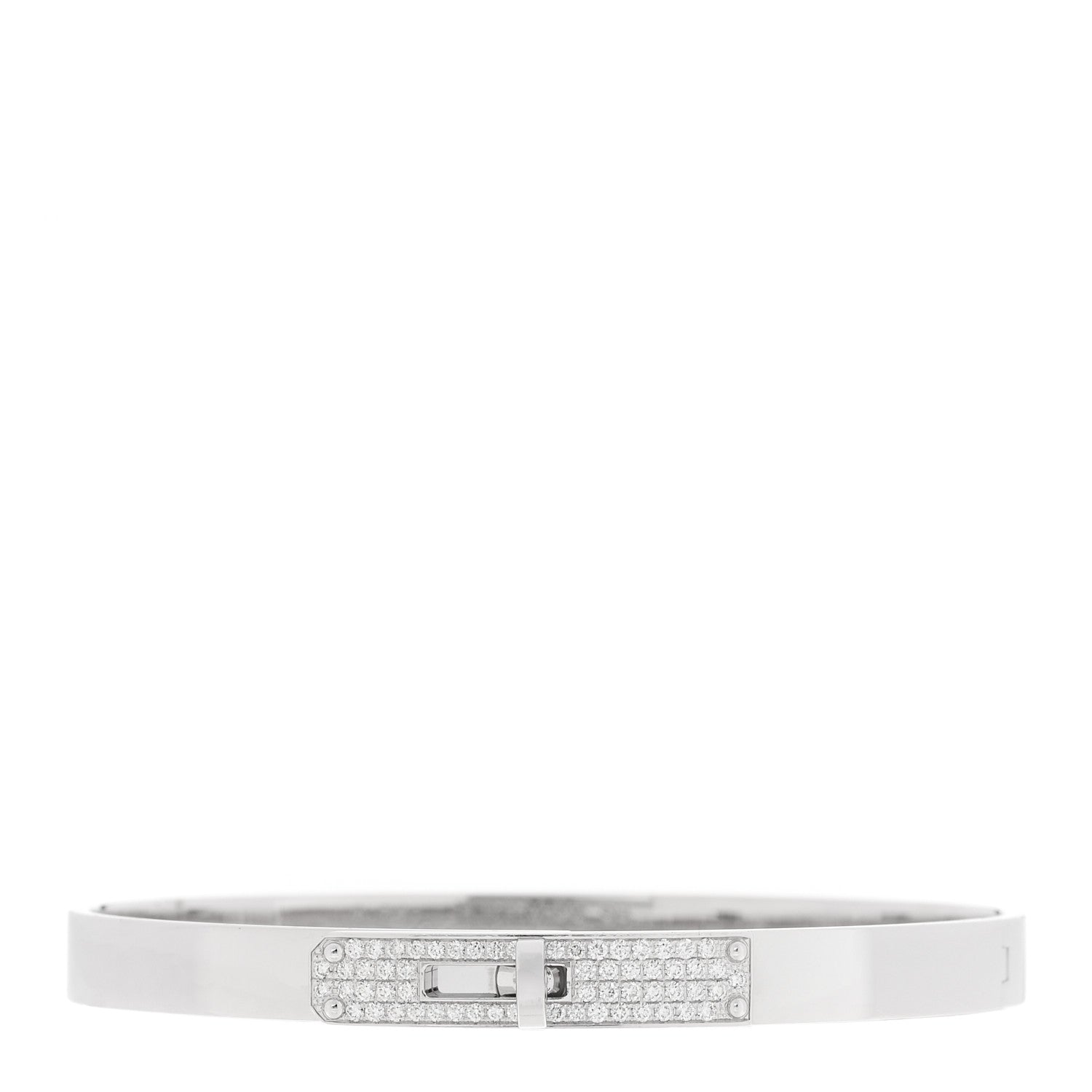 Hermes 18K White Gold Diamond PM Kelly Pave Bracelet SH 1 of 4