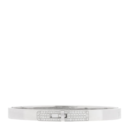 Hermes 18K White Gold Diamond PM Kelly Pave Bracelet SH 1 of 4