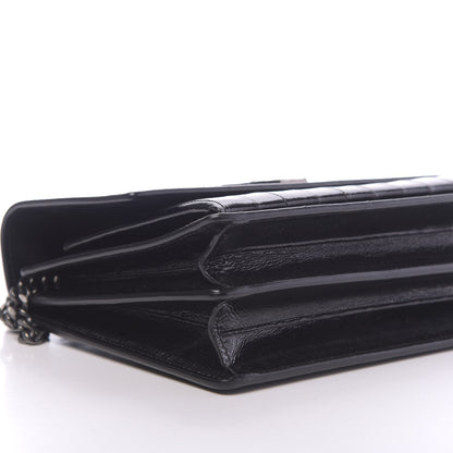 Saint Laurent Glossy Eelskin Medium Monogram Sunset Black 7 of 10