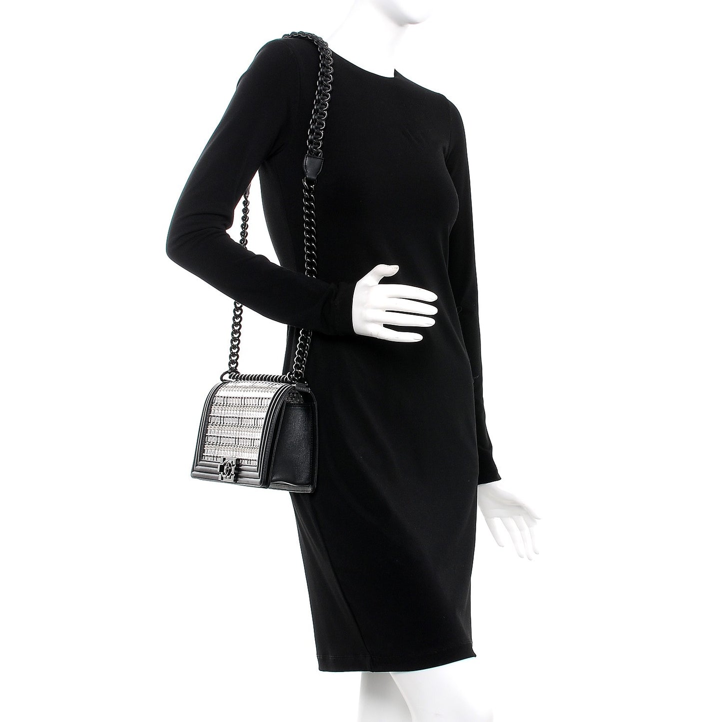 PVC Thread Woven Medium Boy Flap Black