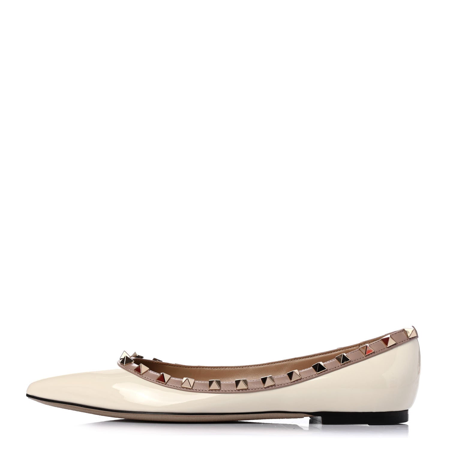 Valentino Garavani Patent Rockstud Ballerina Flats 38 Ivory Poudre 1 of 4