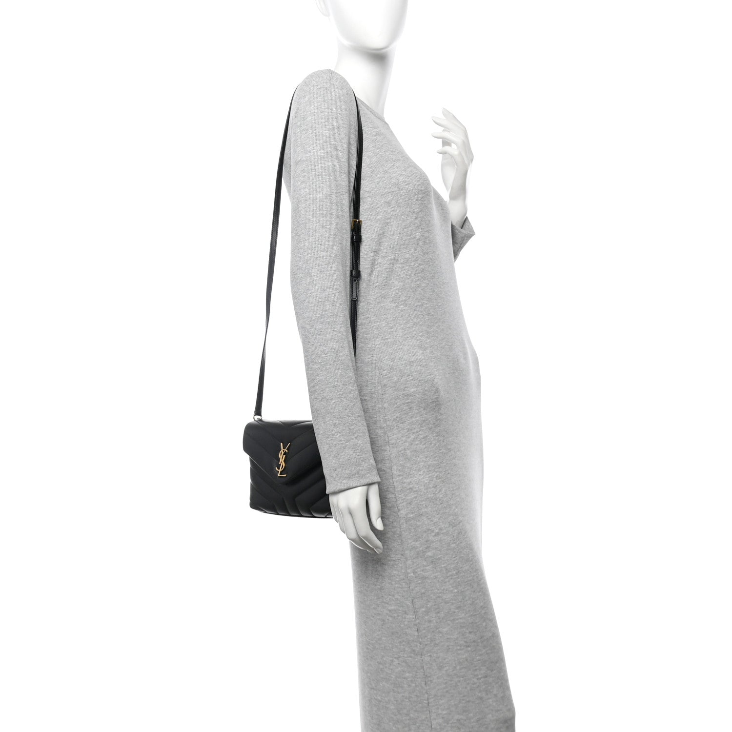 Saint Laurent Calfskin Y Quilted Monogram Toy Loulou Crossbody Bag Black 2 of 9
