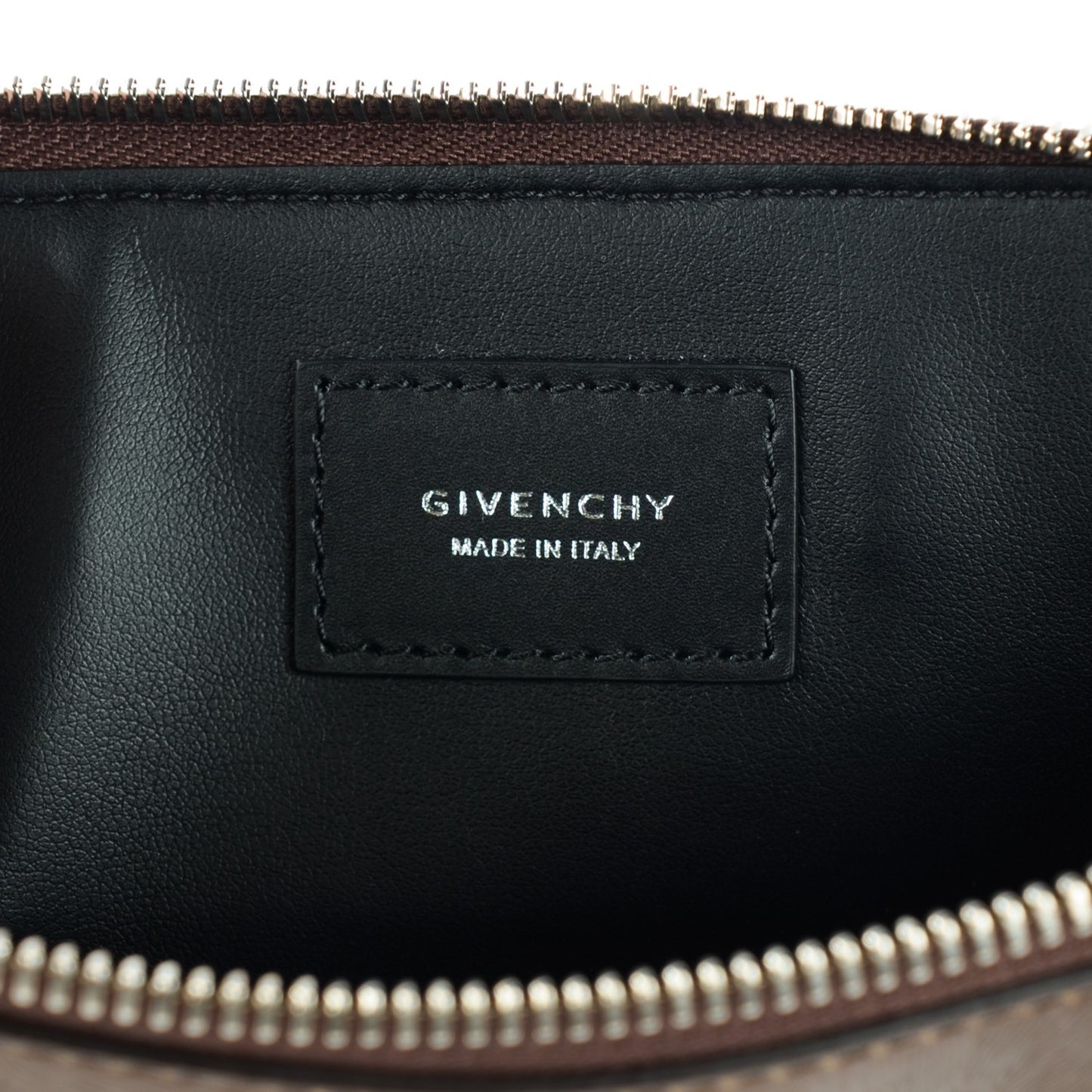 GIVENCHY Pony Hair Calfskin Embossed Large Zip Pouch Brown