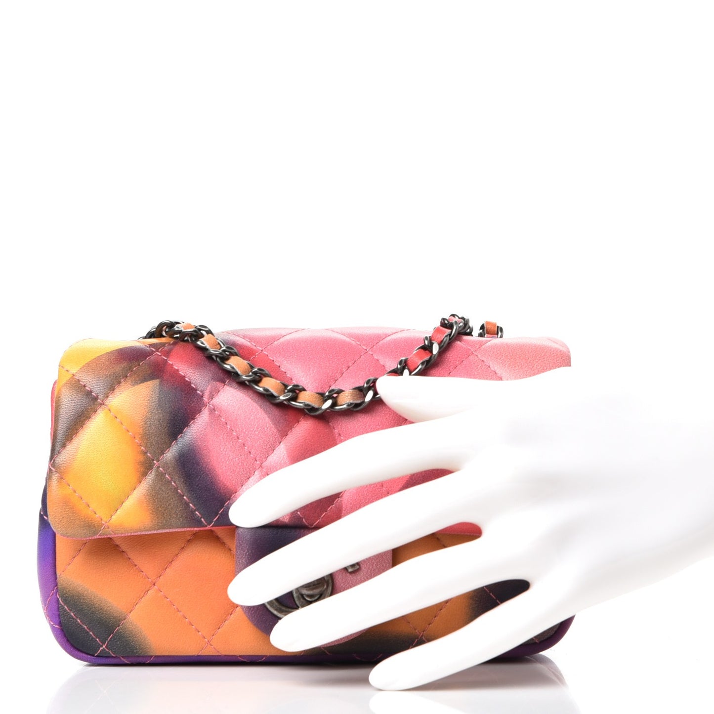 Lambskin Quilted Extra Mini Flower Power Flap Multicolor