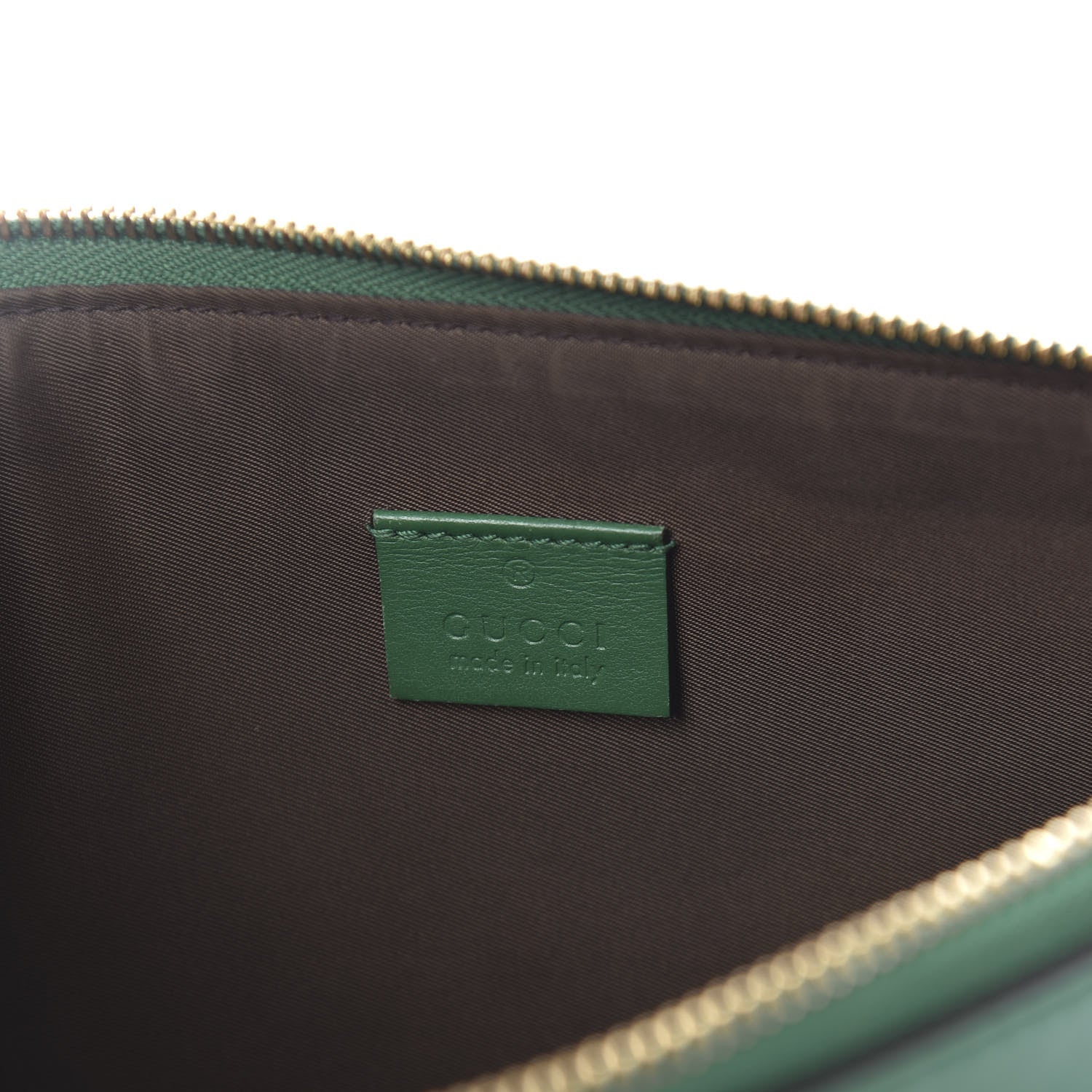 Gucci Calfskin Embroidered Large L'Aveugle Par Amour Zip Pouch Green 8 of 10