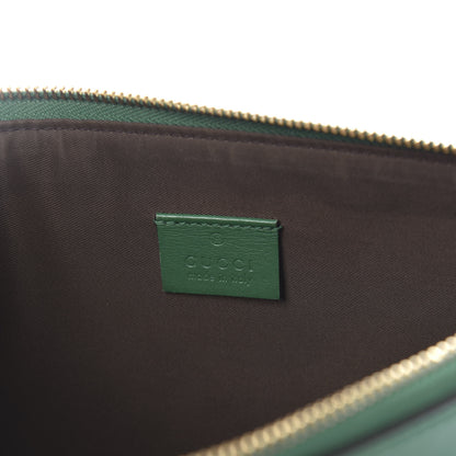 Gucci Calfskin Embroidered Large L'Aveugle Par Amour Zip Pouch Green 8 of 10