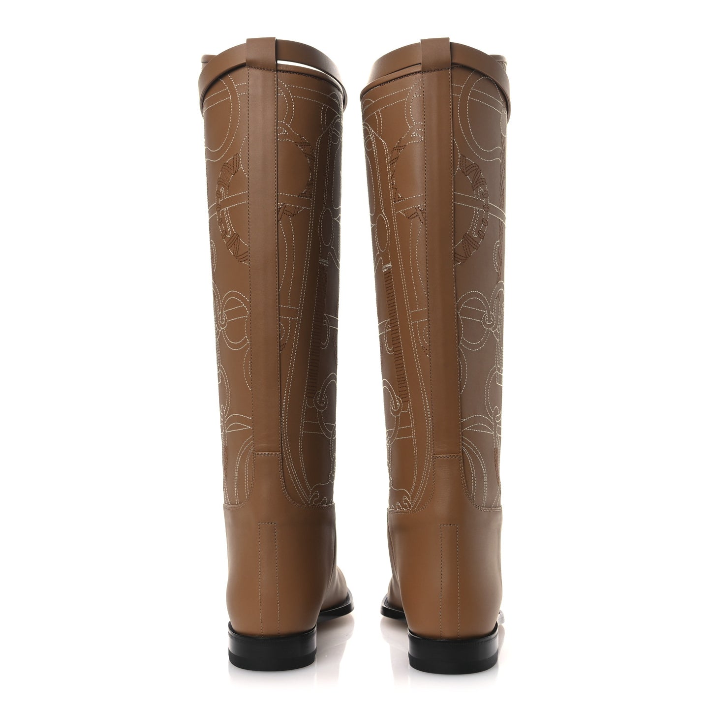 Calfskin Embroidered Kelly Panoplie Equestre Jumping Boots 37 Naturel
