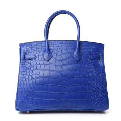 Hermes Matte Alligator Birkin 30 Bleu Electrique 4 of 34