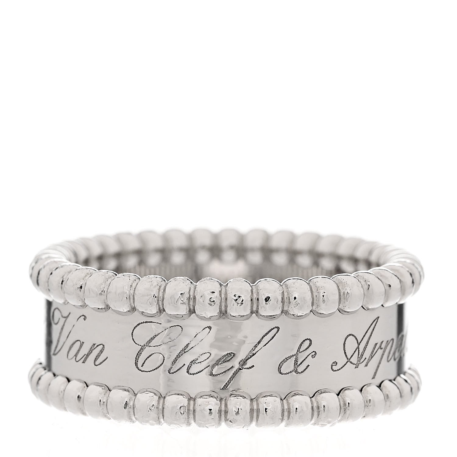 Van Cleef & Arpels 18K White Gold Perlee Signature Ring 53 6.5 1 of 8