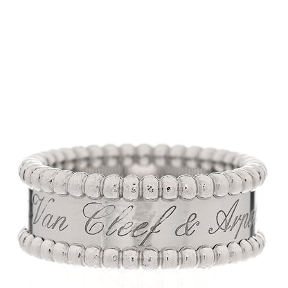 Van Cleef & Arpels 18K White Gold Perlee Signature Ring 53 6.5 1 of 8