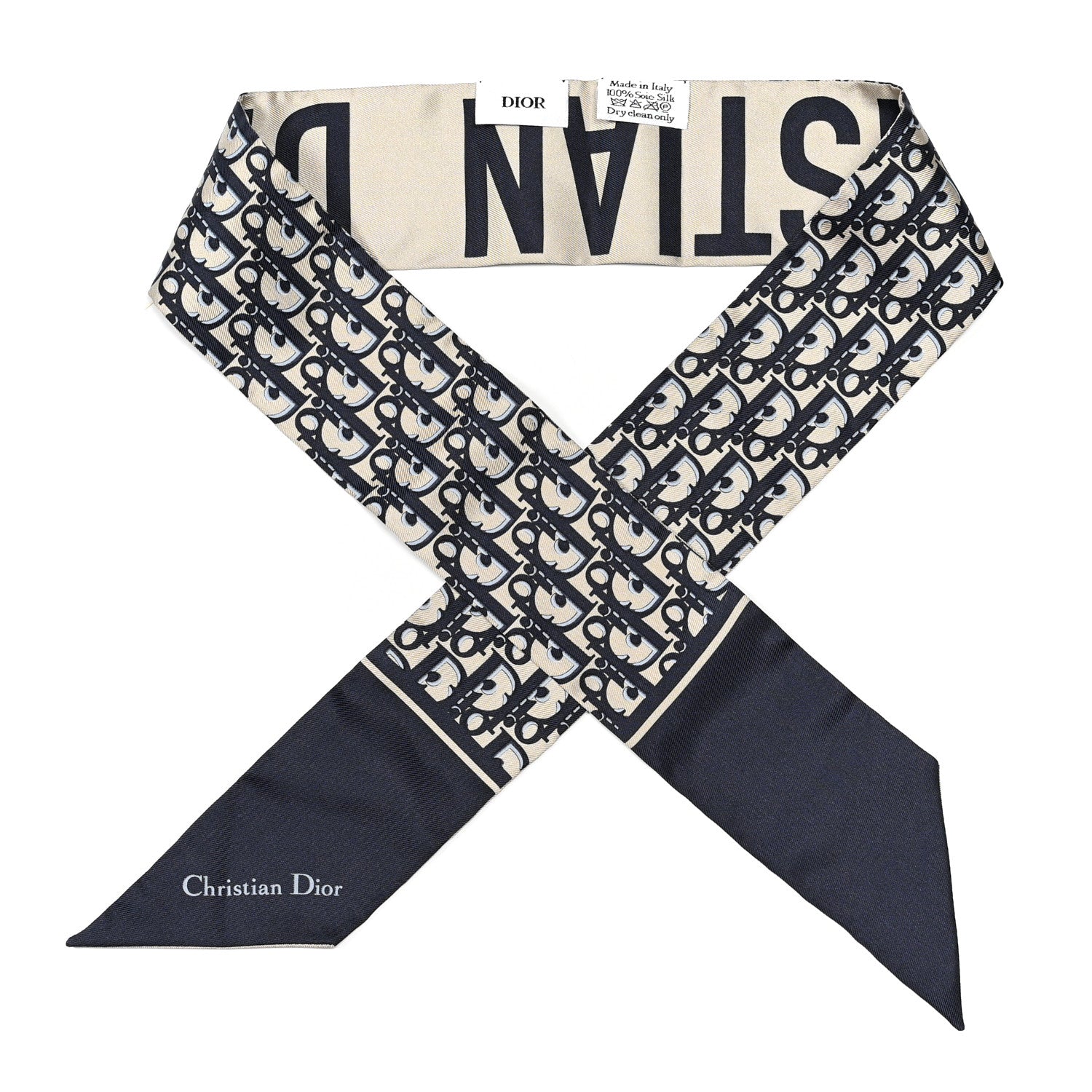 Christian Dior Silk Oblique Mitzah Scarf Blue 1 of 3