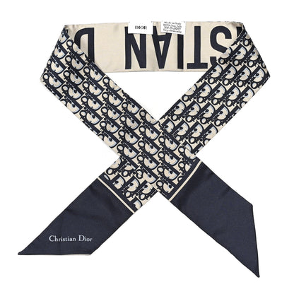 Christian Dior Silk Oblique Mitzah Scarf Blue 1 of 3