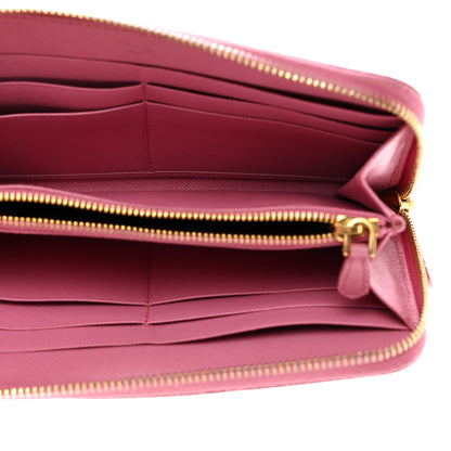 Prada Saffiano Metal Zip Around Wallet Begonia 5 of 8