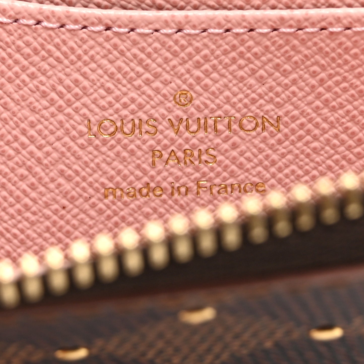 Damier Ebene Studded Zippy Coin Purse Rose Ballerine