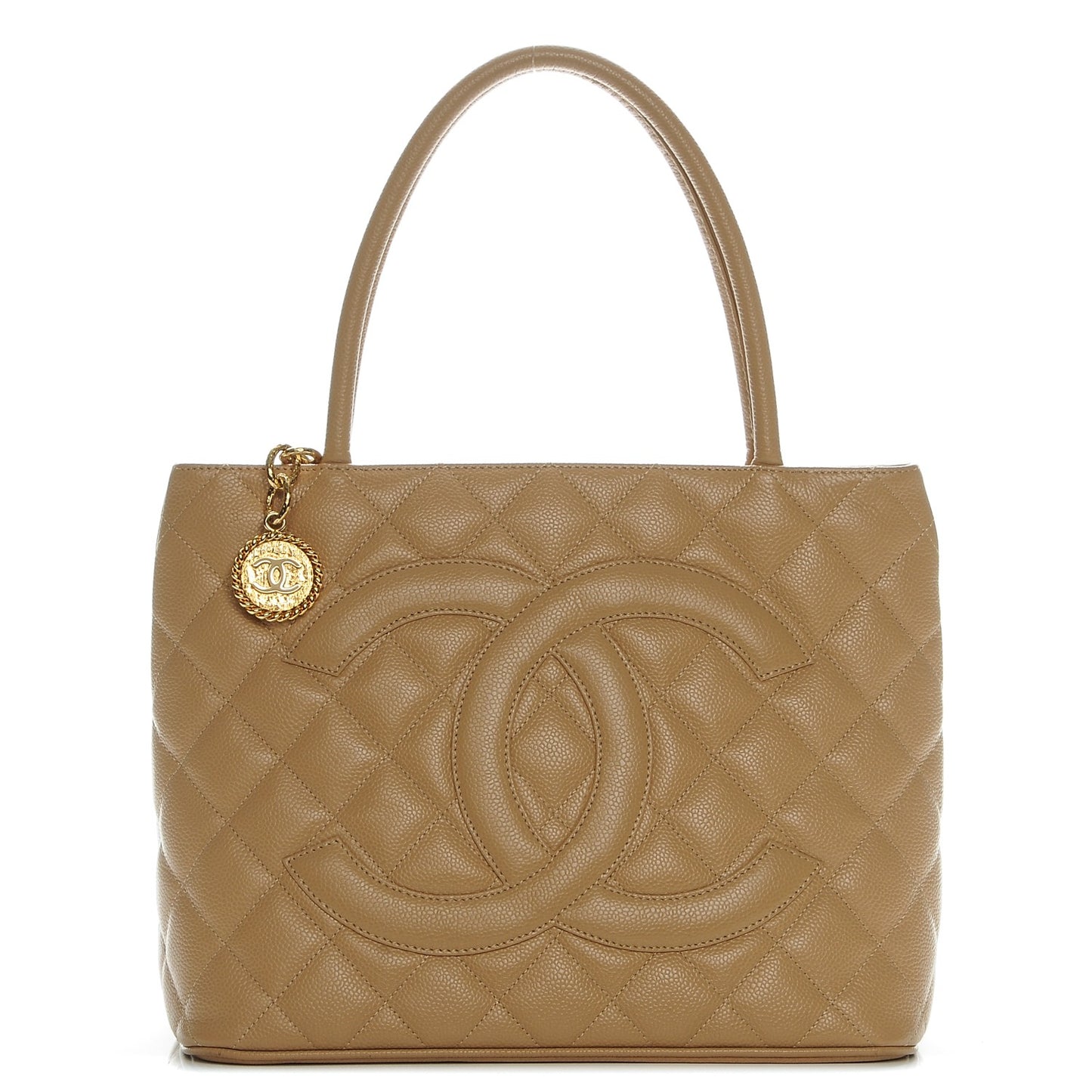 Caviar Quilted Medallion Tote Beige
