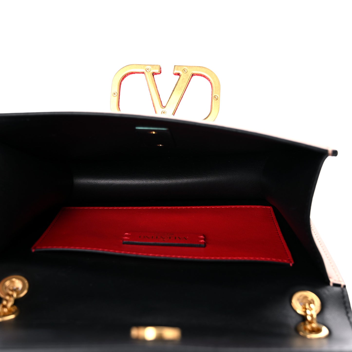 Smooth Calfskin Small VLock Shoulder Bag Poudre Rouge Pur