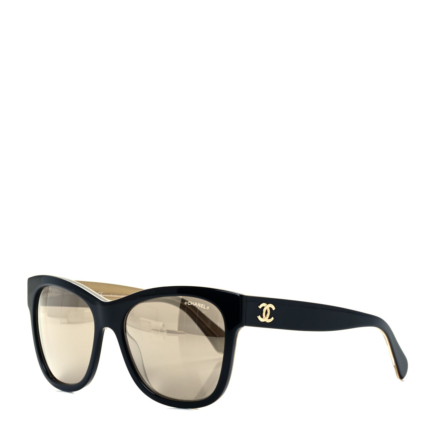 Chanel Acetate Mirrored Runway Square Sunglasses 5380 Black Gold 1 of 8