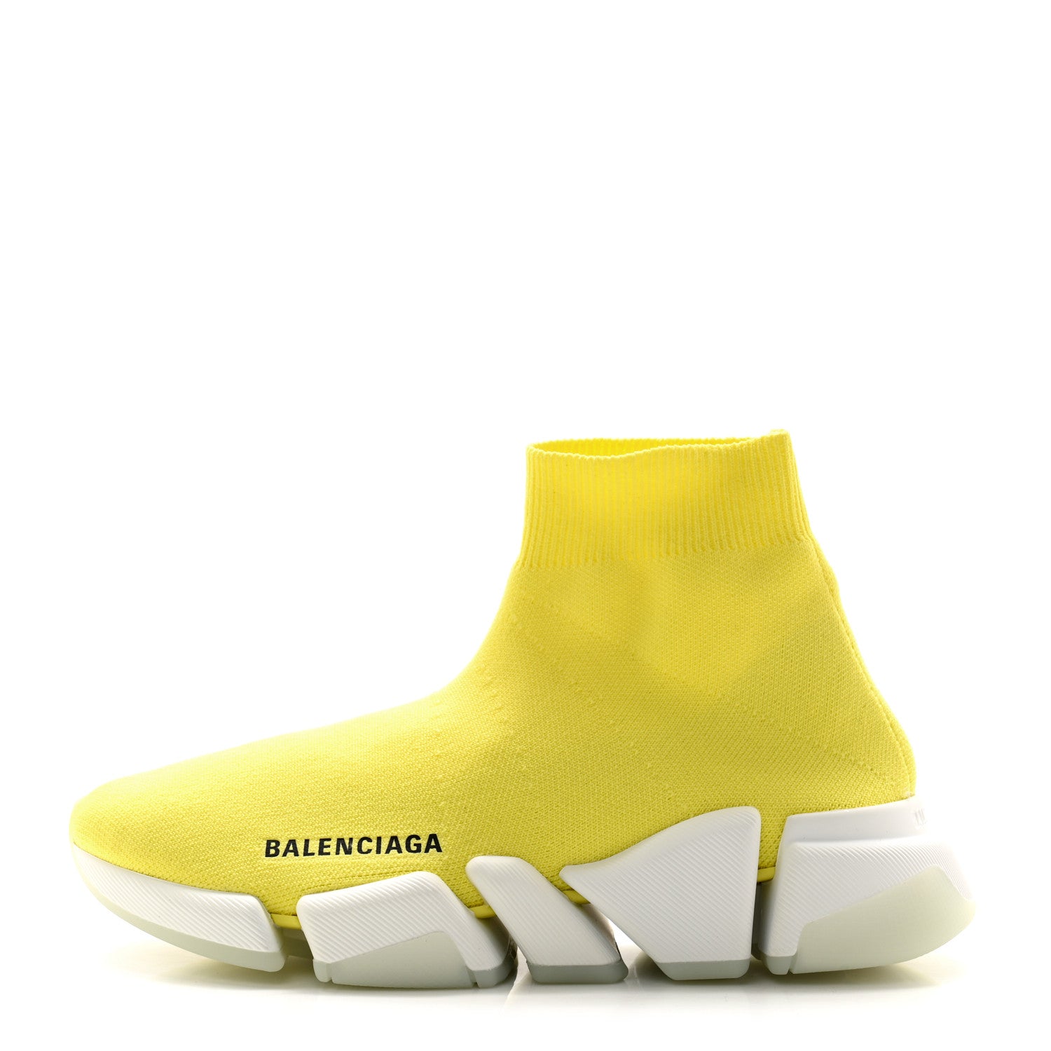 Balenciaga Ribbed Knit Womens Speed 2.0 Transparent Sole Sneakers 36 Yellow 1 of 8