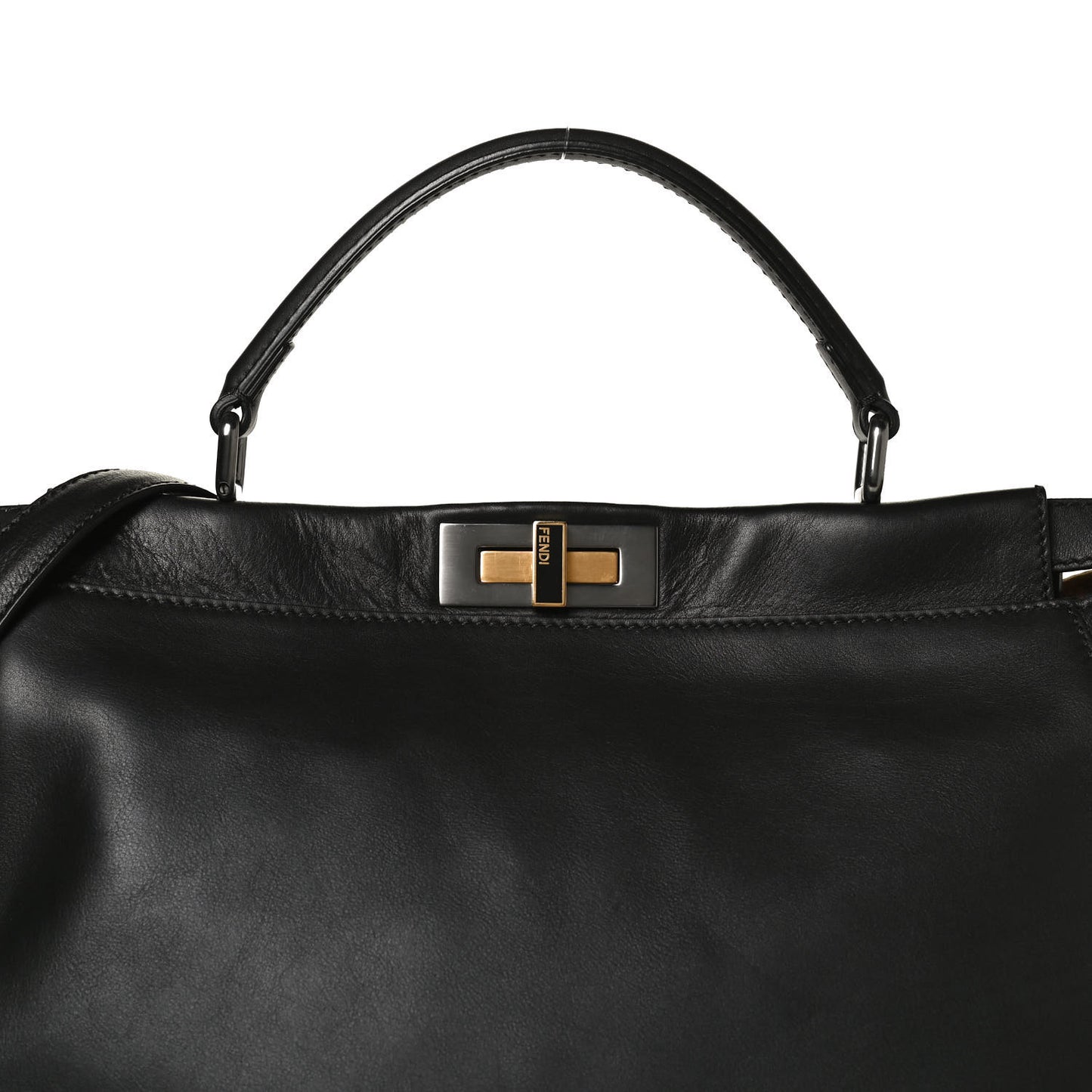 Calfskin Calf Hair Leopard Print Large Peekaboo Iconic Satchel Black