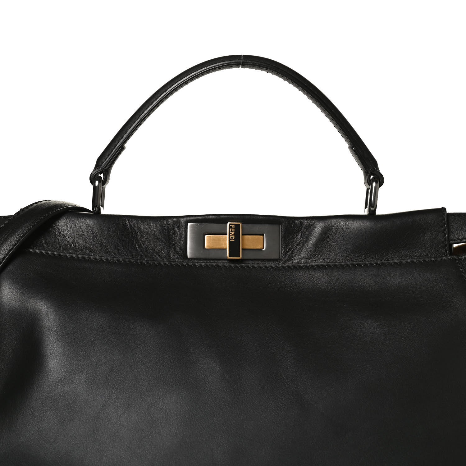 Fendi Calfskin Calf Hair Leopard Print Large Peekaboo Iconic Satchel Black 14 of 14