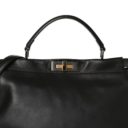 Fendi Calfskin Calf Hair Leopard Print Large Peekaboo Iconic Satchel Black 14 of 14