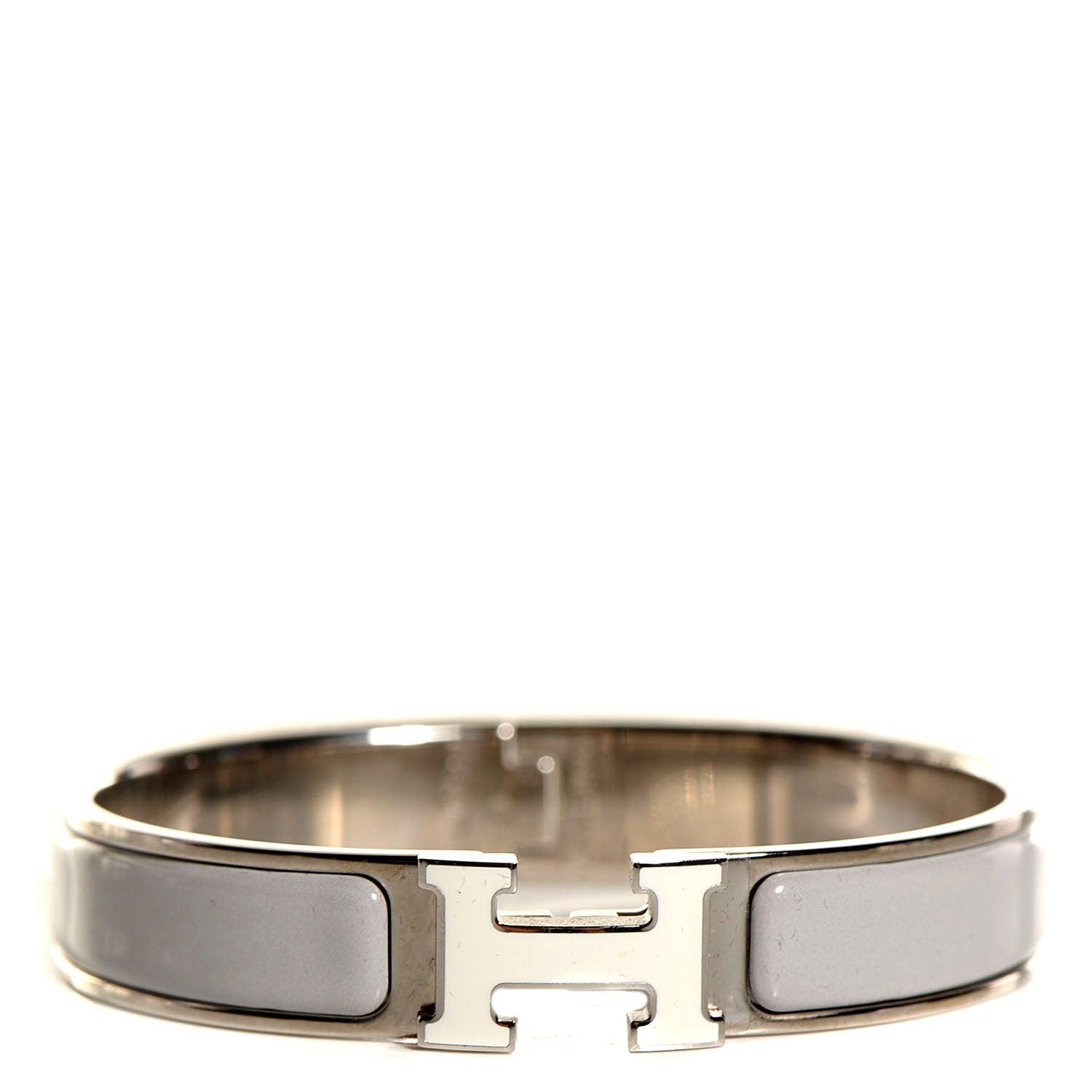 Hermes Enamel Narrow Clic H Bracelet GM Gris Claire 1 of 5