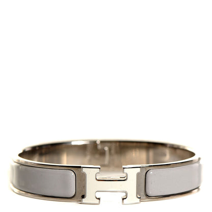 Hermes Enamel Narrow Clic H Bracelet GM Gris Claire 1 of 5