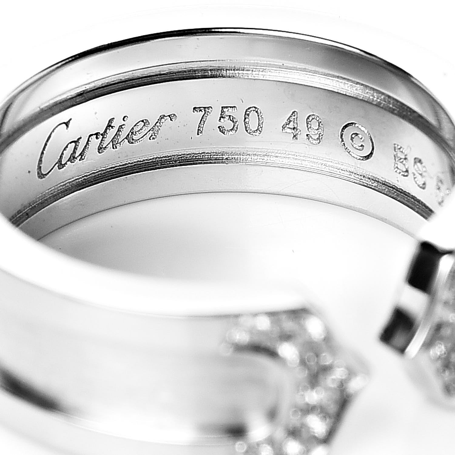 Cartier 18K White Gold Diamond 6.5mm Logo De Ring 49 4.75 5 of 5