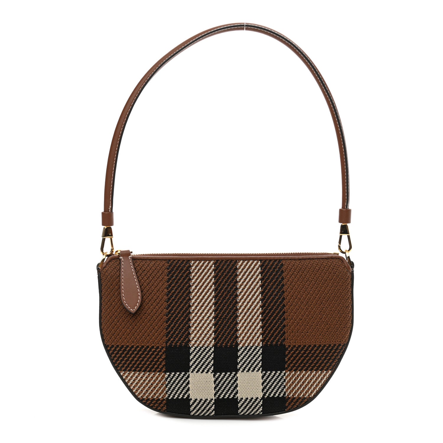 Burberry Canvas Calfskin Check Knitted Small Olympia Birch Brown 1 of 9