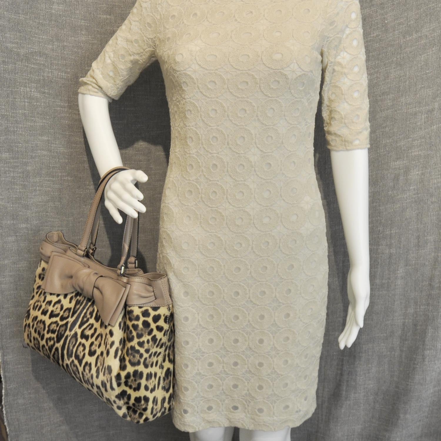 Valentino Garavani Calf Hair Leopard Print Medium Aphrodite Bow Tote 2 of 10