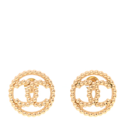 Chanel Metal Bead Round CC Stud Earrings Gold 1 of 4
