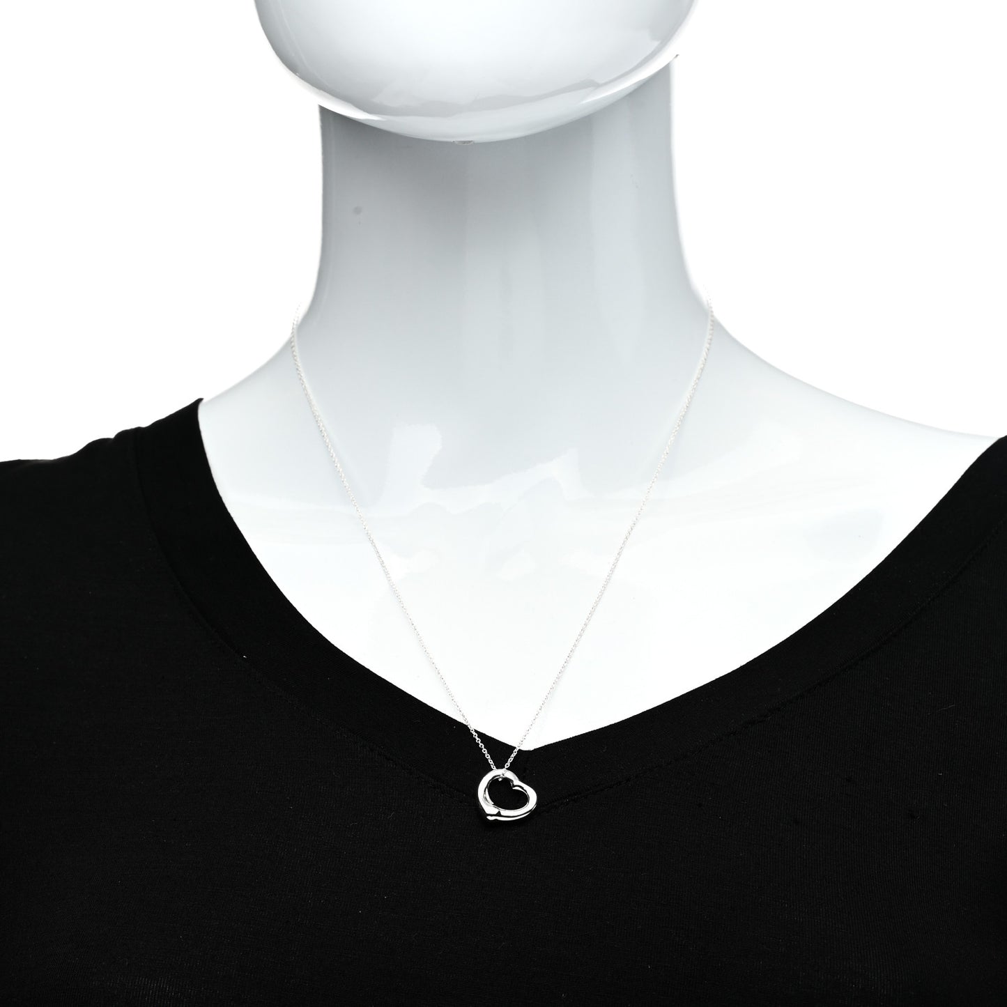 Sterling Silver 16mm Elsa Peretti Open Heart Pendant Necklace