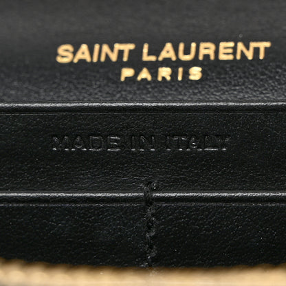Saint Laurent Calfskin Crocodile Embossed Cassandre Wallet On Chain WOC Black 7 of 11