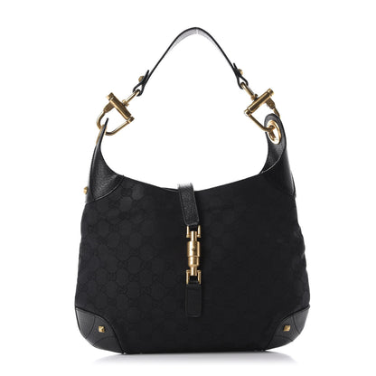 Gucci Monogram Piston Lock Jackie O Hobo Black 1 of 10