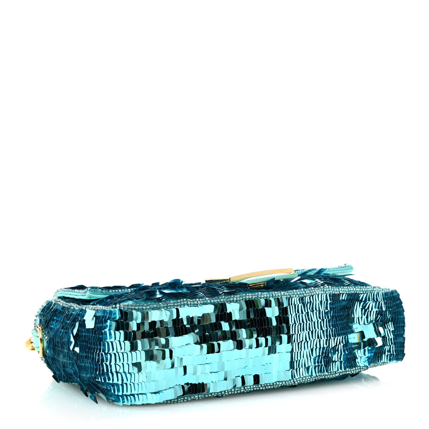 Fendi Sequin Paillettes Vitello Grace Sex and the City Baguette Spring Turquoise 4 of 11