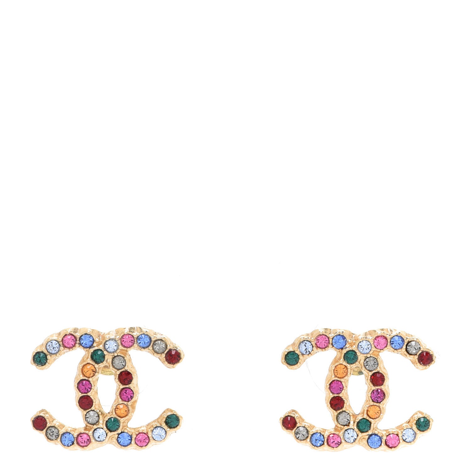 Chanel Crystal Over The Rainbow CC Earrings Gold Multicolor 1 of 5