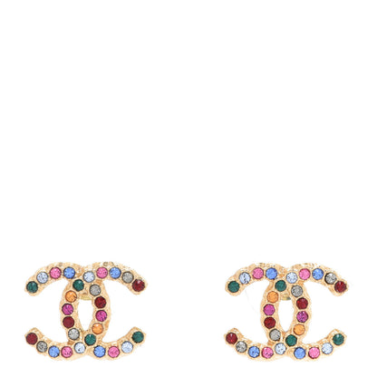 Chanel Crystal Over The Rainbow CC Earrings Gold Multicolor 1 of 5