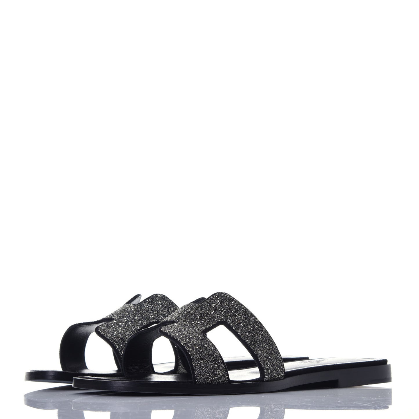 Suede Goatskin Crystal Powder Oran Sandals 37 Black