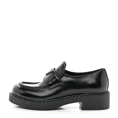 Prada Spazzolato Metal Triangle Logo 50mm Loafers 39 Black 1 of 13