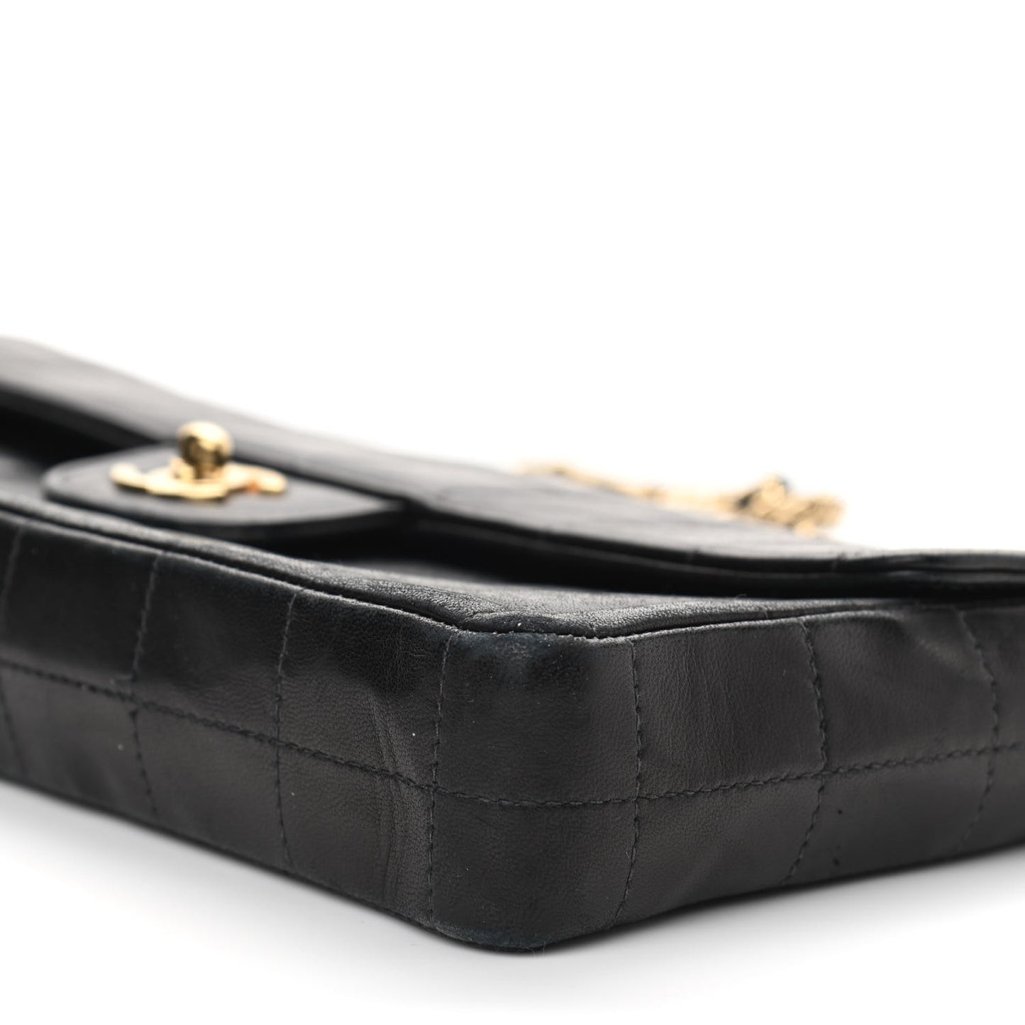 Lambskin East West Chocolate Bar Flap Black