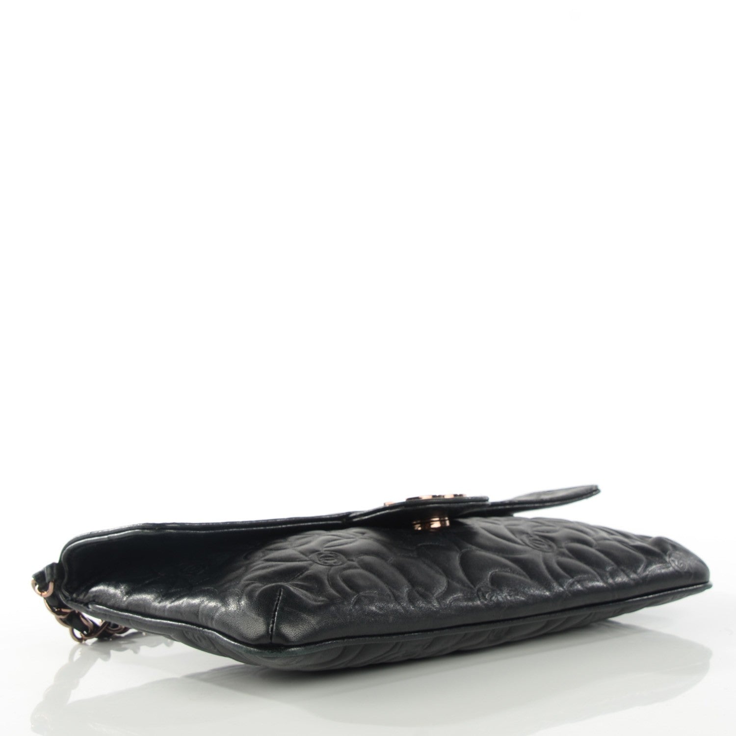 Chanel Lambskin Camellia Embossed Flap Pochette Black 4 of 8