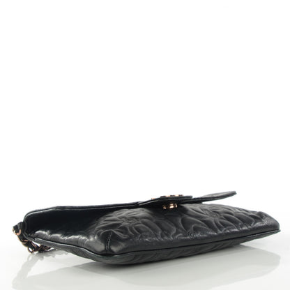 Chanel Lambskin Camellia Embossed Flap Pochette Black 4 of 8