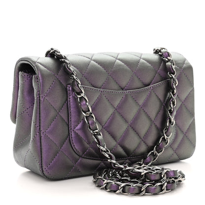 Chanel Iridescent Lambskin Quilted Mini Rectangular Flap Dark Purple 3 of 12