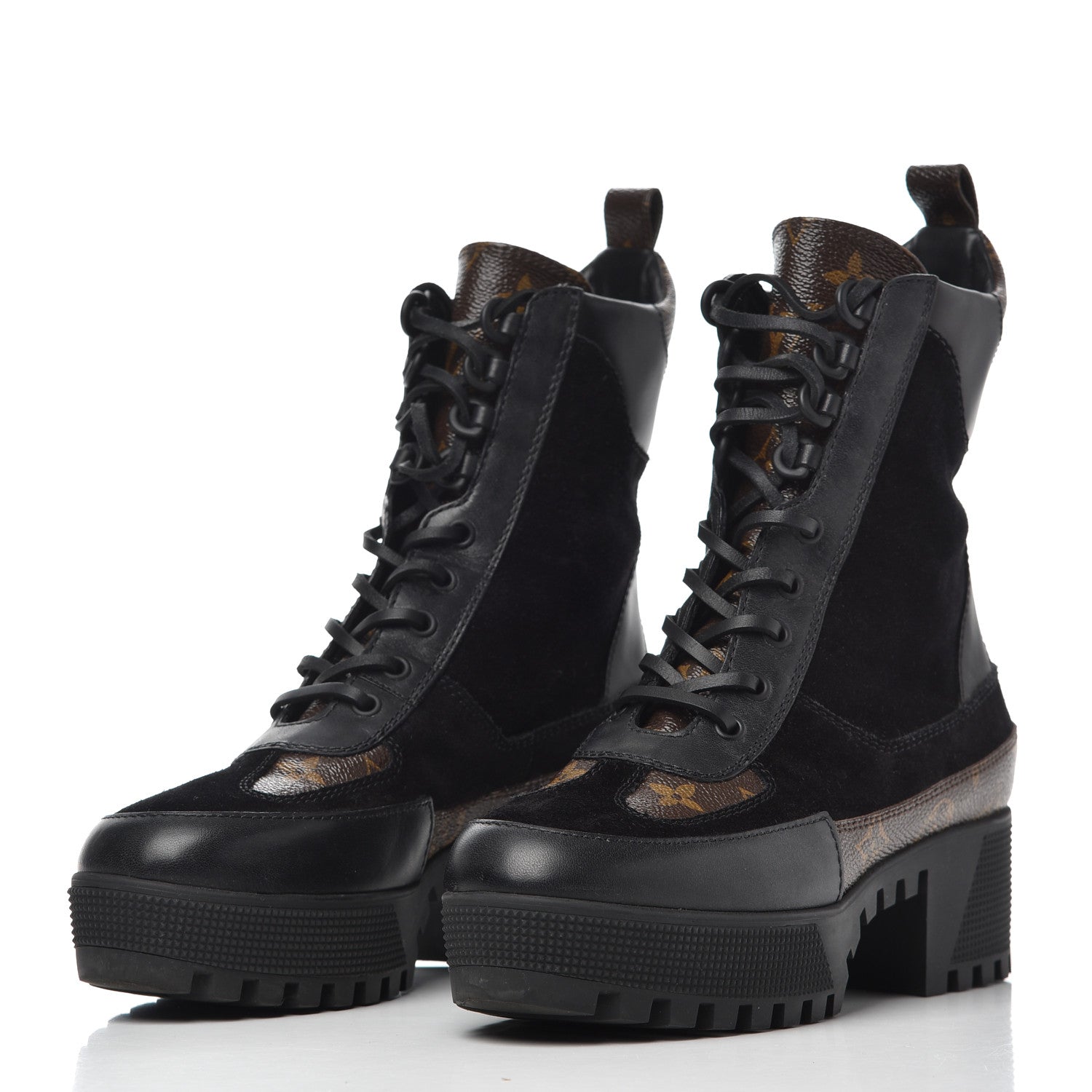 Louis Vuitton Suede Calfskin Monogram Laureate Platform Desert Boots 37.5 Black 3 of 15