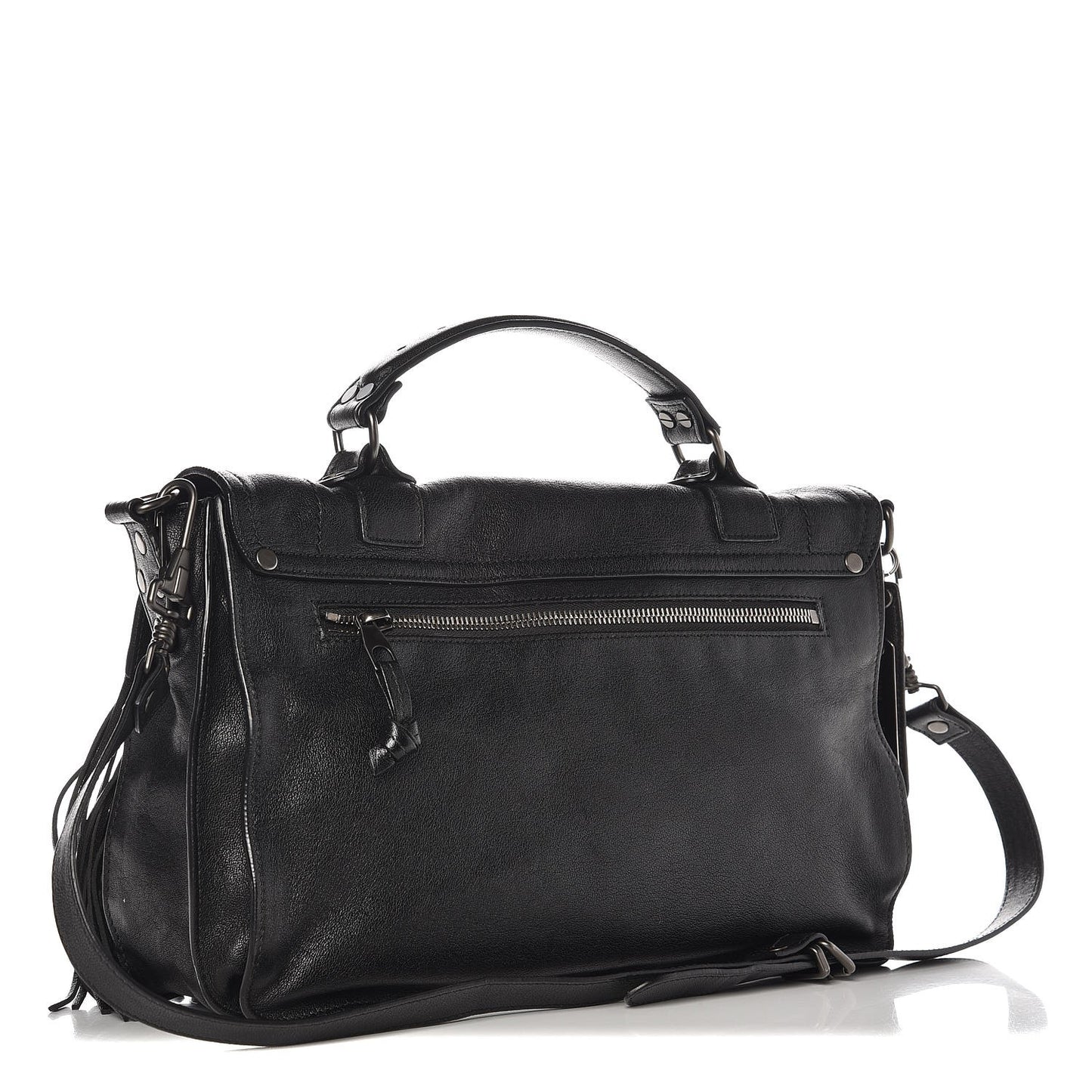 Lambskin Fringe Medium PS1 Satchel Black