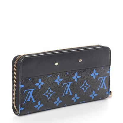 Louis Vuitton Calfskin Colored Monogram Zippy Wallet Blue Black 3 of 6